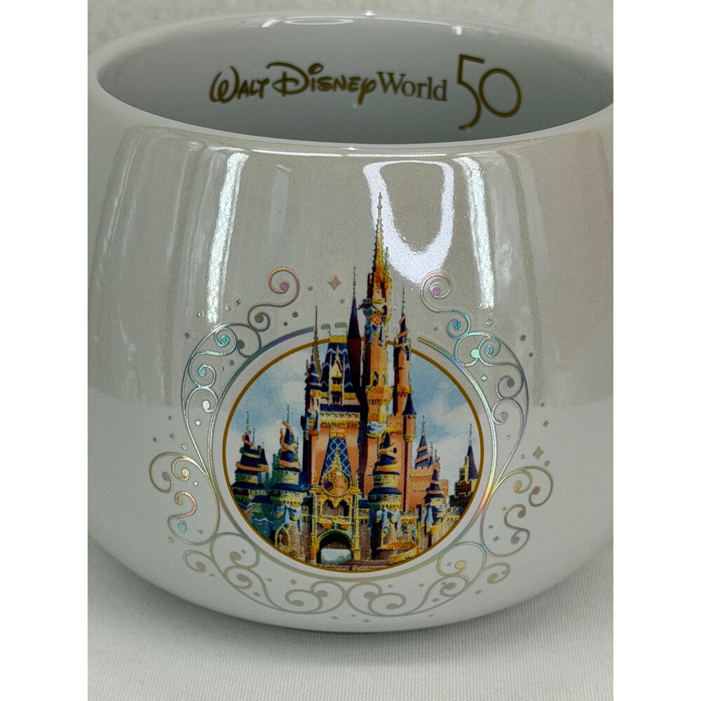 Walt Disney World 50th Anniversary Coffee Cup Mugs Stoneware - Gold Trim Set 6 - Picture 2 of 9